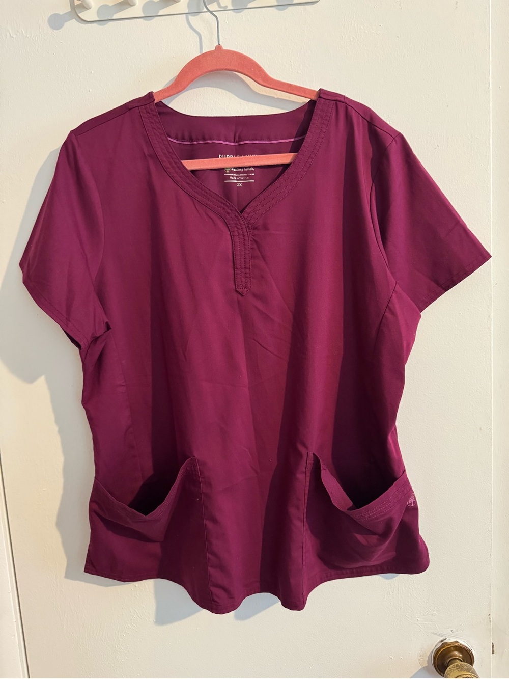 Healing Hands Purple Label Wine V-Neck Scrub Top